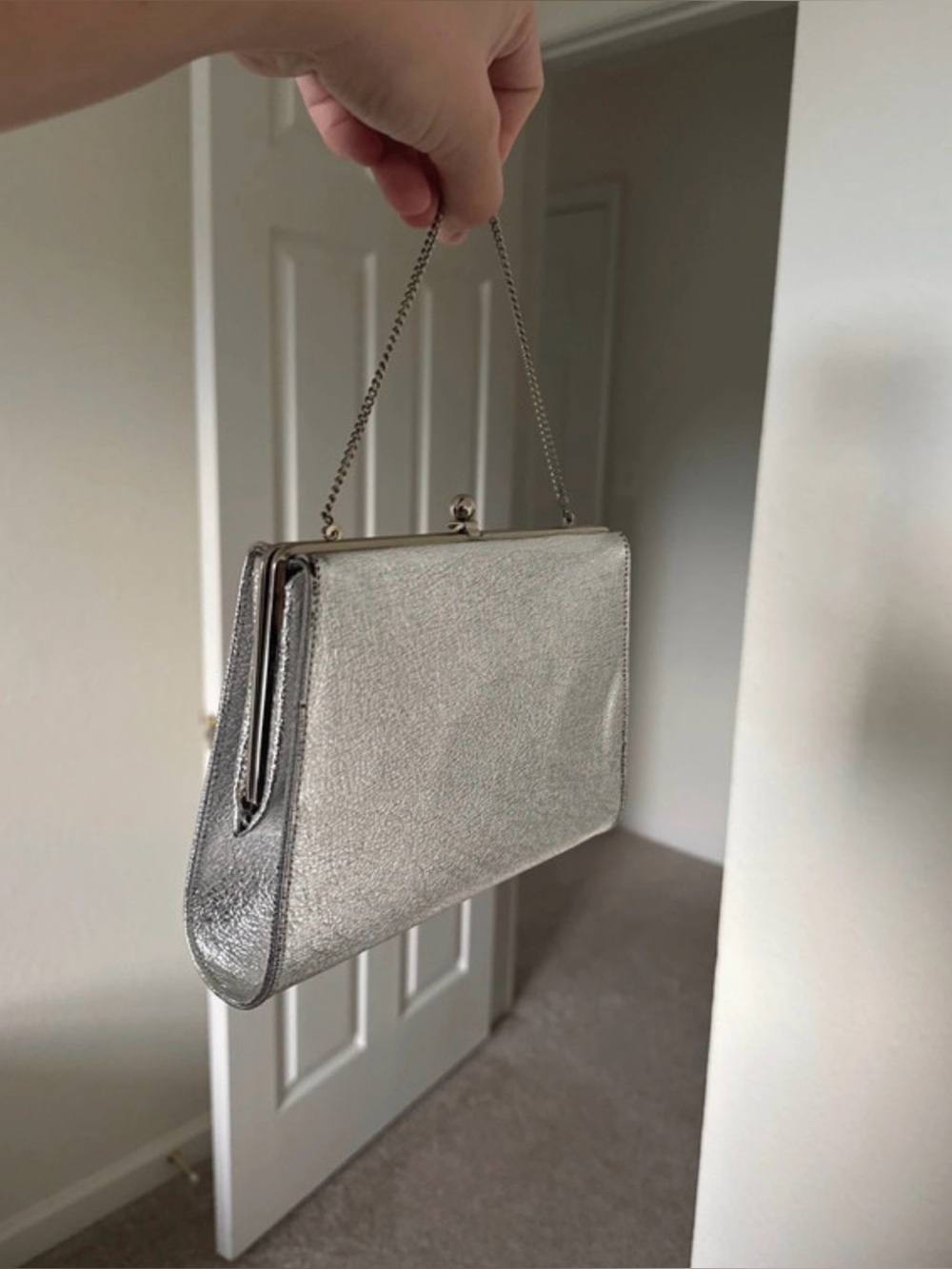 Silver Metallic Clutch